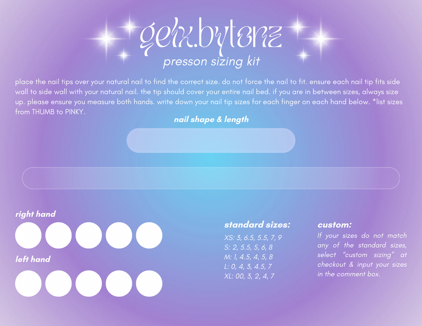 Sizing Kit (read description)