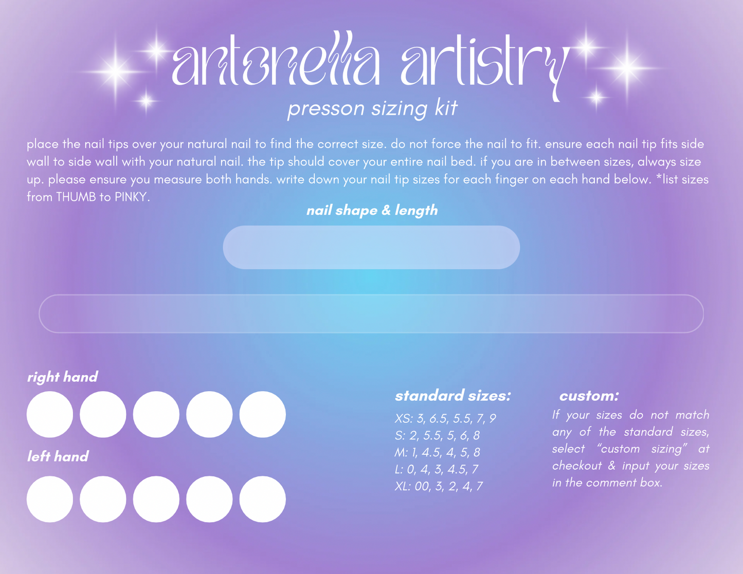 Sizing Kit (read description)